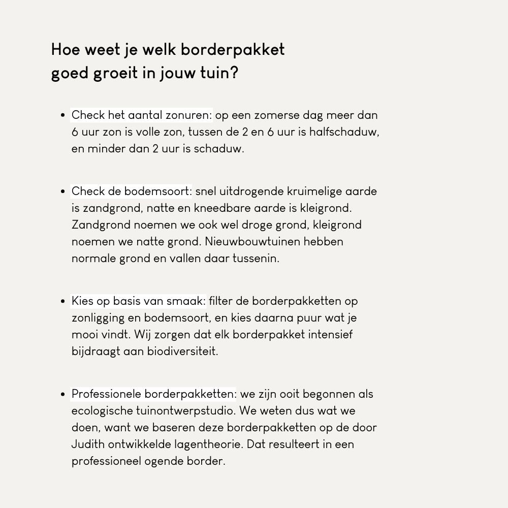 Borderpakket ROSEMOOR voor halfschaduw en volle zon