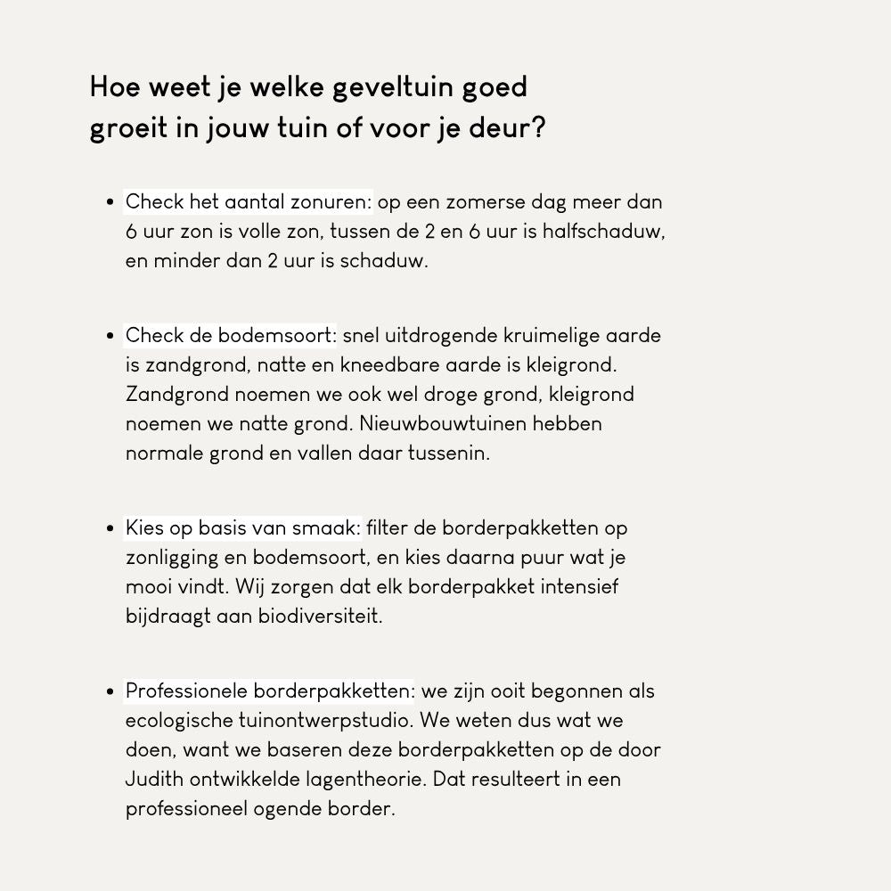 Geveltuin CRANBORNE voor halfschaduw