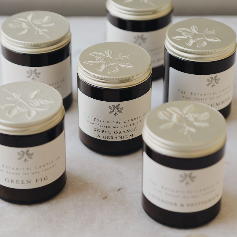 Sweet Orange & Geranium soy candle from Botanical Candle Co.