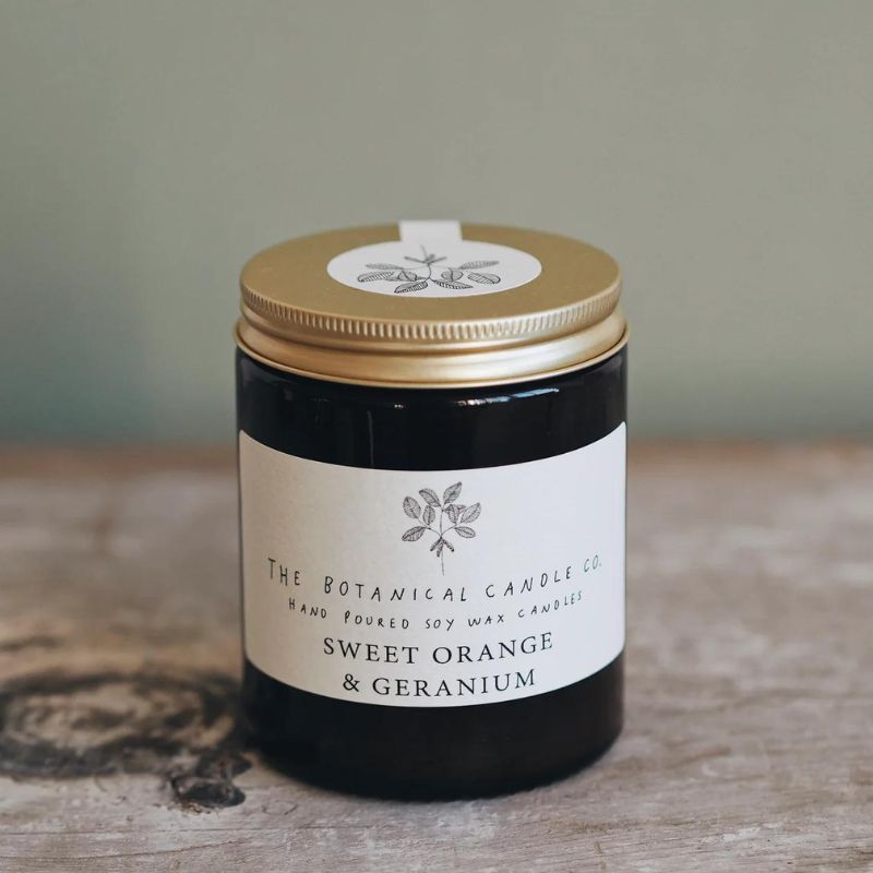 Sweet Orange & Geranium soy candle from Botanical Candle Co.